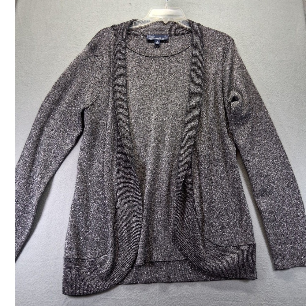 Susan Graver Women's Knit Cardigan Tank Set, Black/Silver, Size M